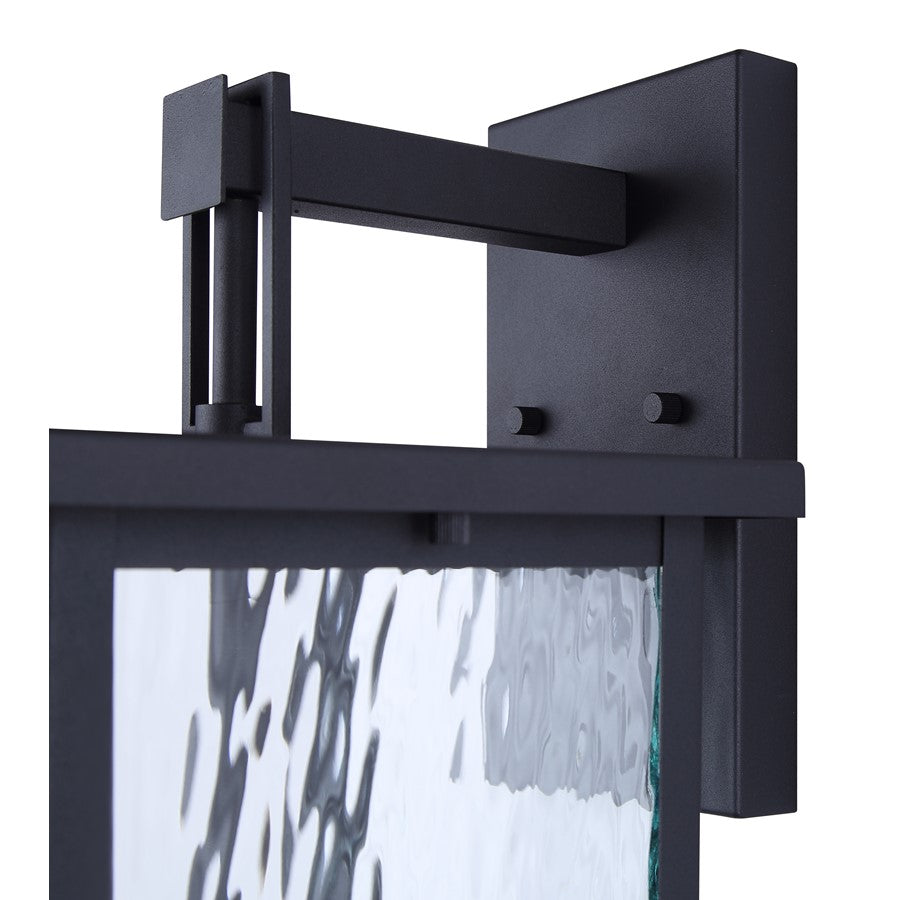 Canarm Shana 22in 2-Light Outdoor Wall Lantern | Modern Matte Black and Watermark Glass | Entryway & Patio | 10.5 x 8.75 x 22 in | Model IOL705BK