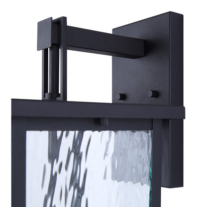Canarm Shana 22in 2-Light Outdoor Wall Lantern | Modern Matte Black and Watermark Glass | Entryway & Patio | 10.5 x 8.75 x 22 in | Model IOL705BK