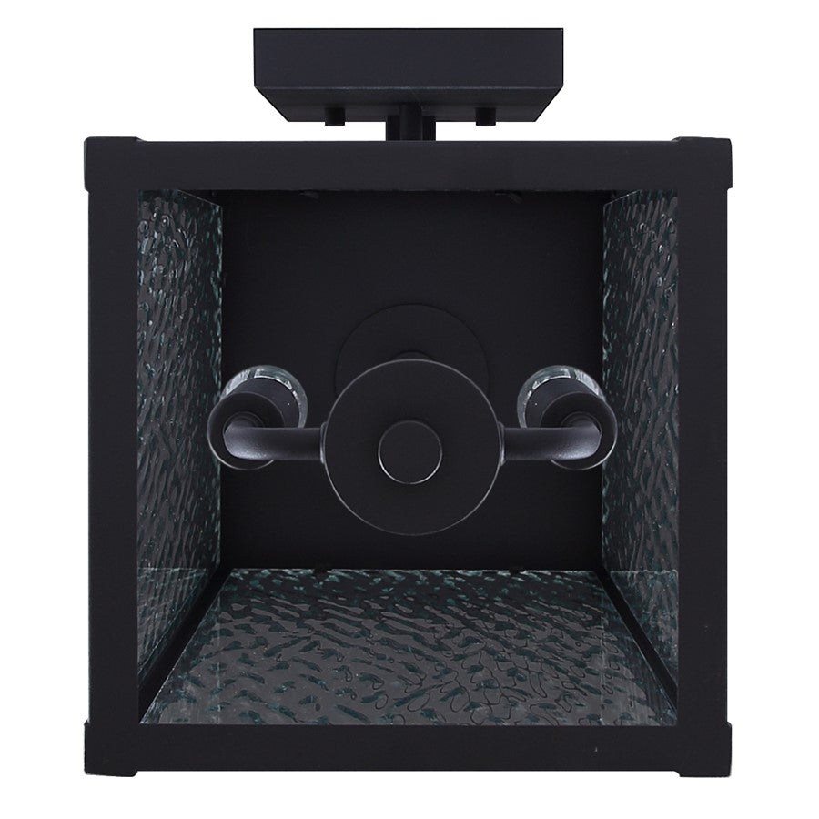 Canarm Shana 22in 2-Light Outdoor Wall Lantern | Modern Matte Black and Watermark Glass | Entryway & Patio | 10.5 x 8.75 x 22 in | Model IOL705BK