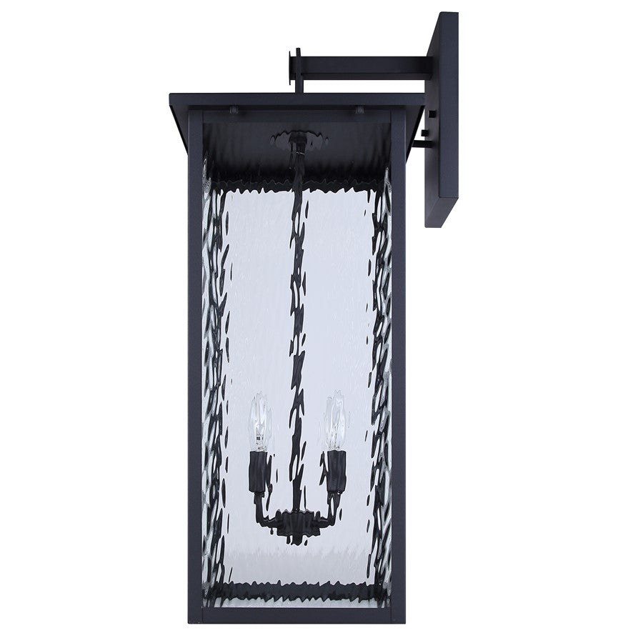 Canarm Shana 30in 4-Light Outdoor Wall Lantern | Modern Matte Black and Watermark Glass | Entryway & Patio | 14.25 x 12 x 30 in | Model IOL706BK
