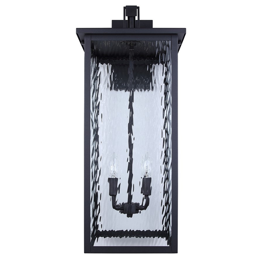 Canarm Shana 30in 4-Light Outdoor Wall Lantern | Modern Matte Black and Watermark Glass | Entryway & Patio | 14.25 x 12 x 30 in | Model IOL706BK