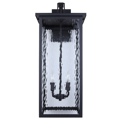 Canarm Shana 30in 4-Light Outdoor Wall Lantern | Modern Matte Black and Watermark Glass | Entryway & Patio | 14.25 x 12 x 30 in | Model IOL706BK