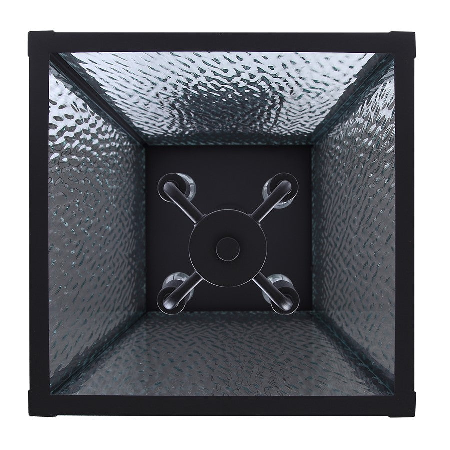 Canarm Shana 30in 4-Light Outdoor Wall Lantern | Modern Matte Black and Watermark Glass | Entryway & Patio | 14.25 x 12 x 30 in | Model IOL706BK