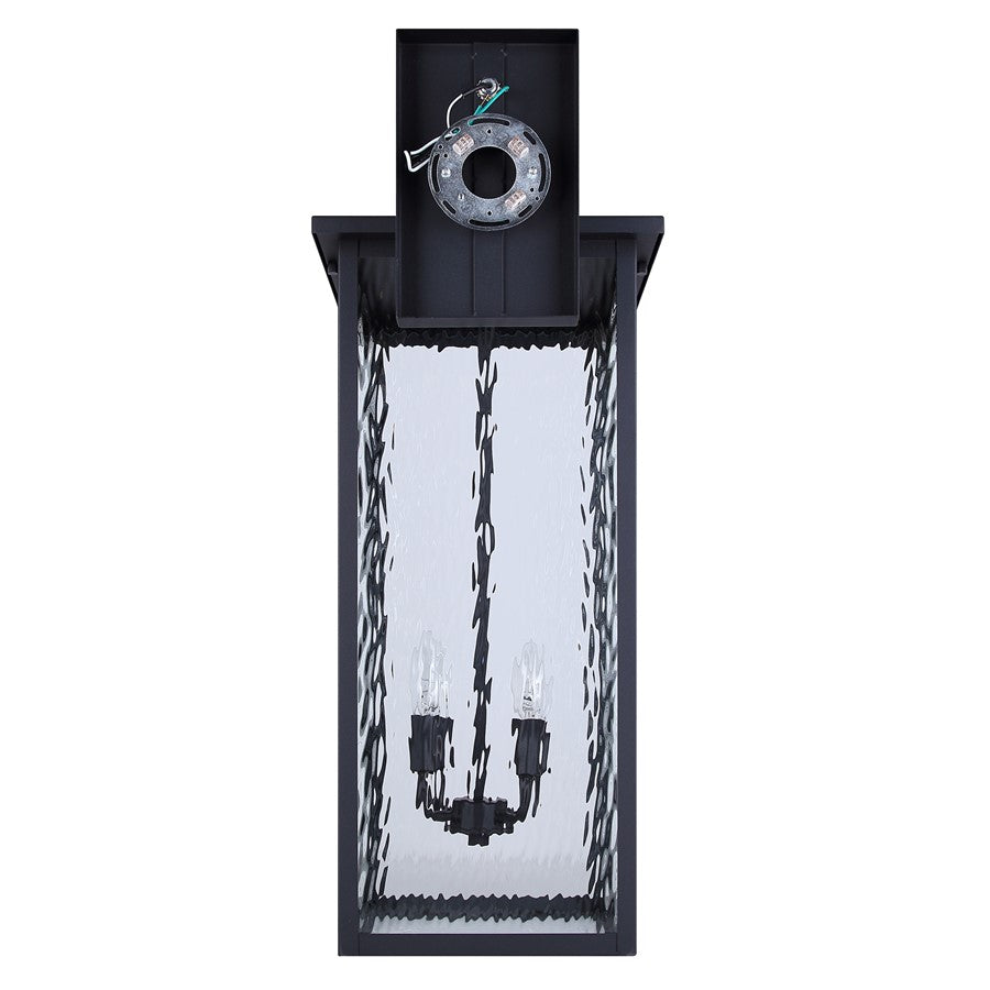 Canarm Shana 30in 4-Light Outdoor Wall Lantern | Modern Matte Black and Watermark Glass | Entryway & Patio | 14.25 x 12 x 30 in | Model IOL706BK