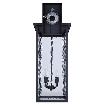 Canarm Shana 30in 4-Light Outdoor Wall Lantern | Modern Matte Black and Watermark Glass | Entryway & Patio | 14.25 x 12 x 30 in | Model IOL706BK