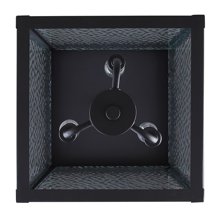 Canarm Shana 11in 3-Light Outdoor Pendant | Modern Black and Watermark Glass | Covered Patio & Entryway | 11 x 11 x 22 in | Model IOL707BK