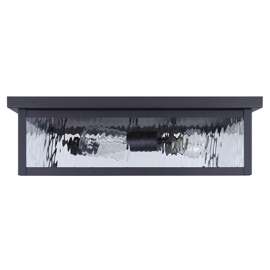 Canarm Shana 18in 3-Light Outdoor Flush Mount | Modern Black and Watermark Glass | Entryway & Patio | 18 x 18 x 5 in | Model IOL709BK