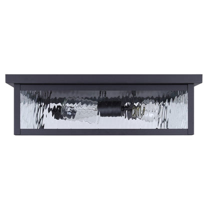Canarm Shana 18in 3-Light Outdoor Flush Mount | Modern Black and Watermark Glass | Entryway & Patio | 18 x 18 x 5 in | Model IOL709BK