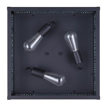 Canarm Shana 18in 3-Light Outdoor Flush Mount | Modern Black and Watermark Glass | Entryway & Patio | 18 x 18 x 5 in | Model IOL709BK