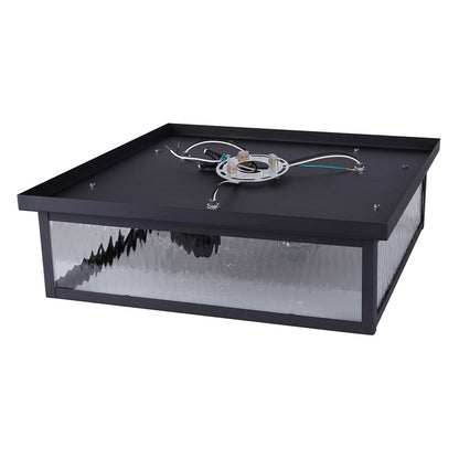 Canarm Shana 18in 3-Light Outdoor Flush Mount | Modern Black and Watermark Glass | Entryway & Patio | 18 x 18 x 5 in | Model IOL709BK