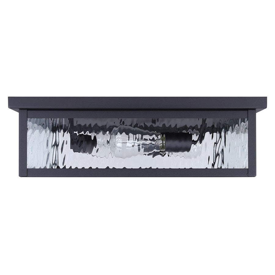 Canarm Shana 18in 3-Light Outdoor Flush Mount | Modern Black and Watermark Glass | Entryway & Patio | 18 x 18 x 5 in | Model IOL709BK