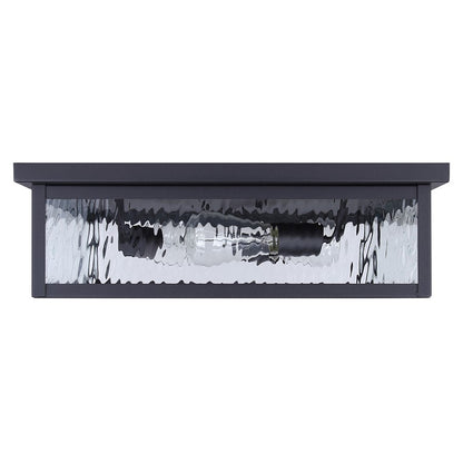 Canarm Shana 18in 3-Light Outdoor Flush Mount | Modern Black and Watermark Glass | Entryway & Patio | 18 x 18 x 5 in | Model IOL709BK