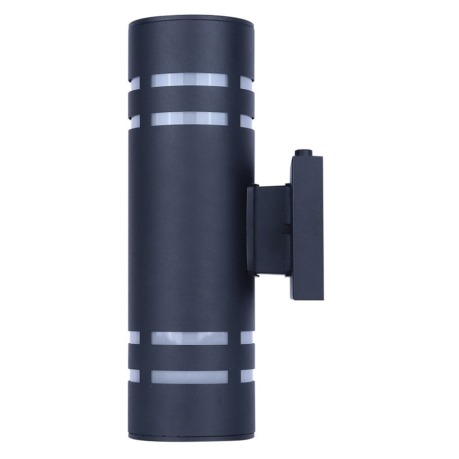 Canarm Braxton 4.25in 2-Light Outdoor Lantern | Black Metal and Frosted Glass | Covered Patio & Entryway | 6 x 4.25 x 13 in | Model IOL710BK