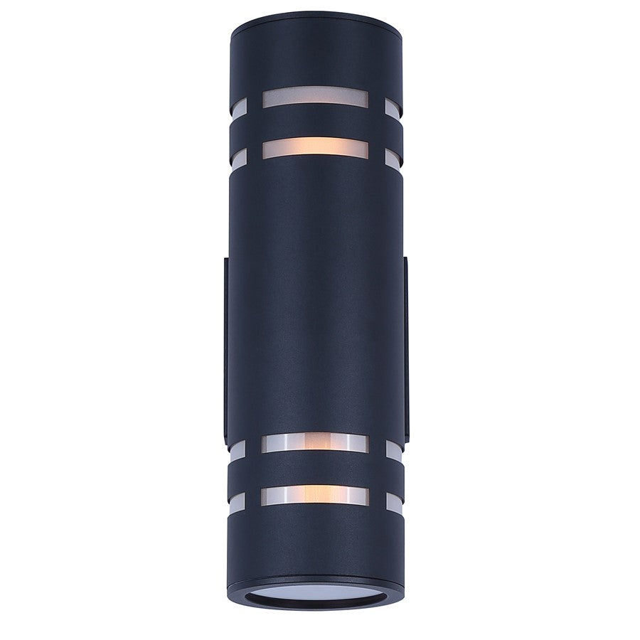 Canarm Braxton 4.25in 2-Light Outdoor Lantern | Black Metal and Frosted Glass | Covered Patio & Entryway | 6 x 4.25 x 13 in | Model IOL710BK