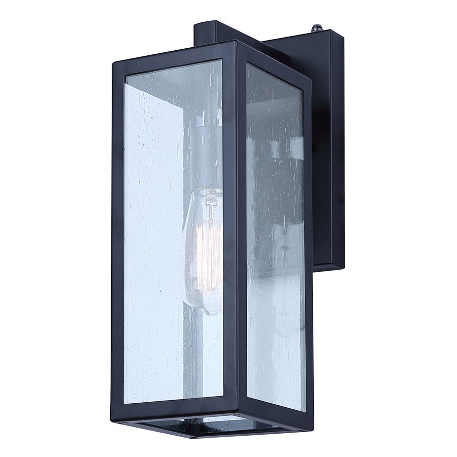 Canarm Alaina 14.88in 1-Light Outdoor Lantern | Classic Black and Seeded Glass | Patio, Porch & Entryway | 7.88 x 5.12 x 14.88 in | Model IOL711BK