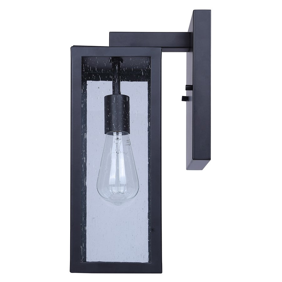 Canarm Alaina 14.88in 1-Light Outdoor Lantern | Classic Black and Seeded Glass | Patio, Porch & Entryway | 7.88 x 5.12 x 14.88 in | Model IOL711BK