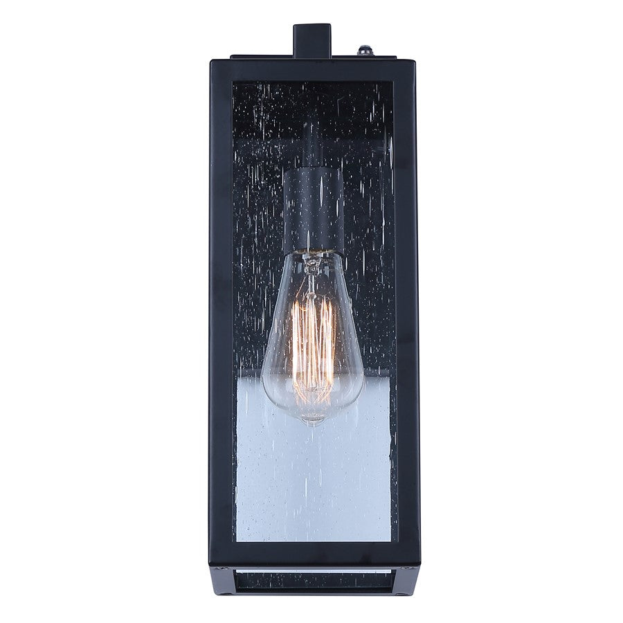 Canarm Alaina 14.88in 1-Light Outdoor Lantern | Classic Black and Seeded Glass | Patio, Porch & Entryway | 7.88 x 5.12 x 14.88 in | Model IOL711BK