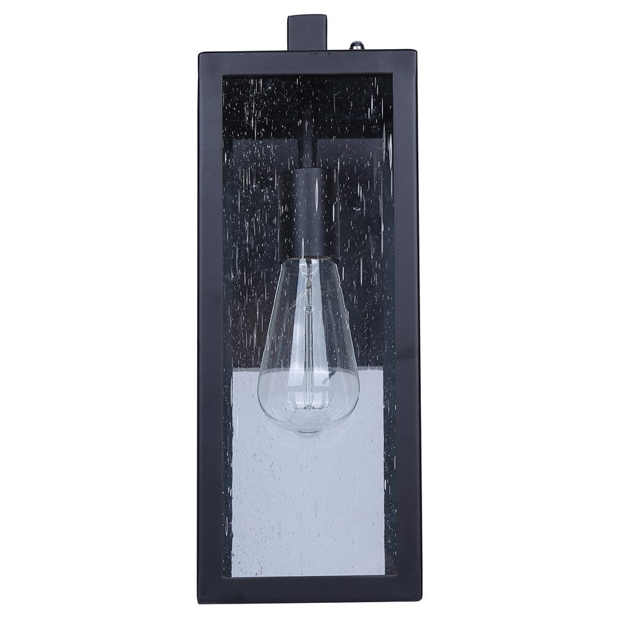 Canarm Alaina 14.88in 1-Light Outdoor Lantern | Classic Black and Seeded Glass | Patio, Porch & Entryway | 7.88 x 5.12 x 14.88 in | Model IOL711BK