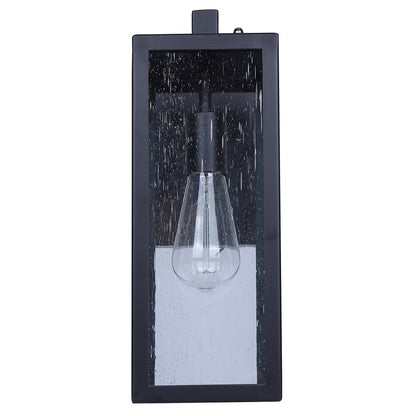 Canarm Alaina 14.88in 1-Light Outdoor Lantern | Classic Black and Seeded Glass | Patio, Porch & Entryway | 7.88 x 5.12 x 14.88 in | Model IOL711BK