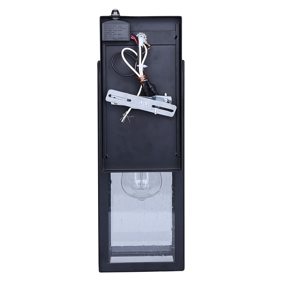 Canarm Alaina 14.88in 1-Light Outdoor Lantern | Classic Black and Seeded Glass | Patio, Porch & Entryway | 7.88 x 5.12 x 14.88 in | Model IOL711BK