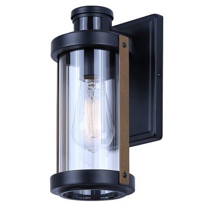 Canarm Maddox 11.25in 1-Light Outdoor Lantern | Rustic Black and Clear Glass | Entryway, Patio & Walkway | 6.5 x 5.25 x 11.25 in | Model IOL713BK