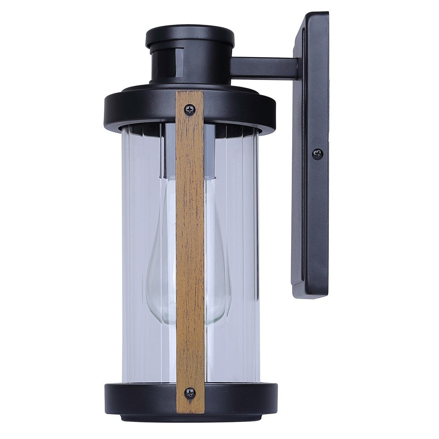 Canarm Maddox 11.25in 1-Light Outdoor Lantern | Rustic Black and Clear Glass | Entryway, Patio & Walkway | 6.5 x 5.25 x 11.25 in | Model IOL713BK