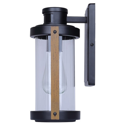 Canarm Maddox 11.25in 1-Light Outdoor Lantern | Rustic Black and Clear Glass | Entryway, Patio & Walkway | 6.5 x 5.25 x 11.25 in | Model IOL713BK