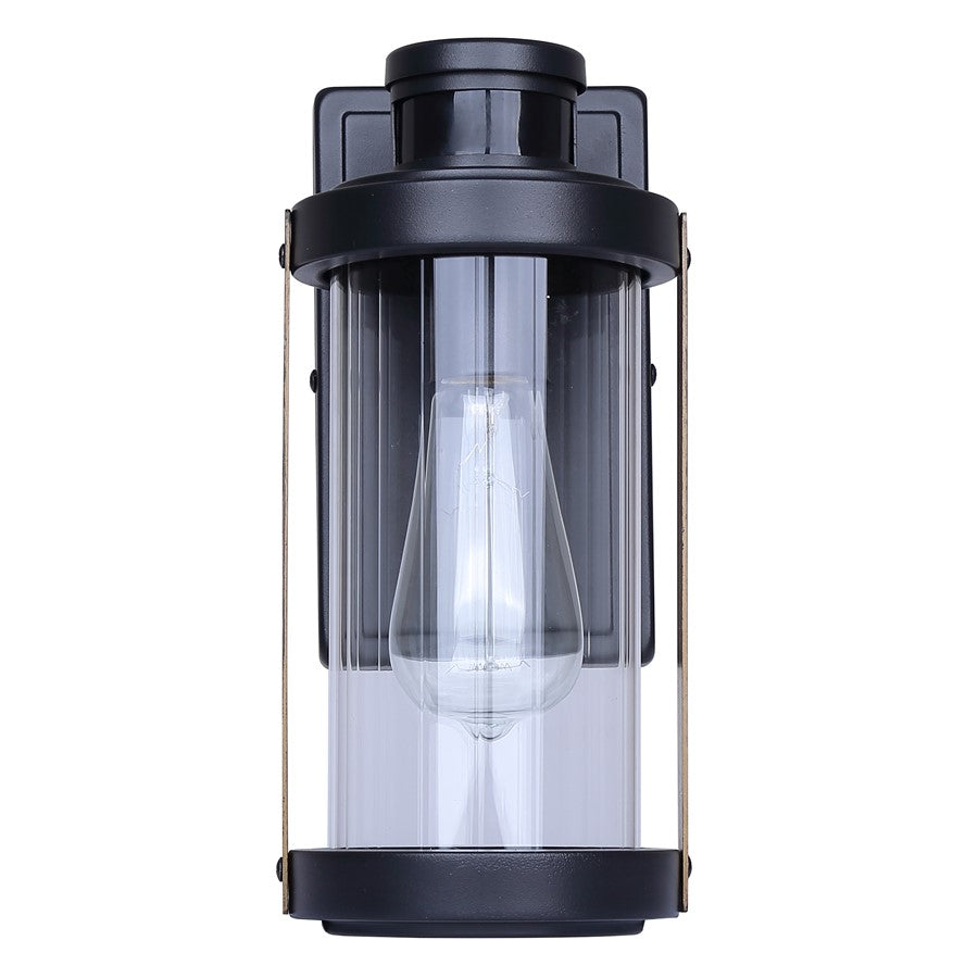 Canarm Maddox 11.25in 1-Light Outdoor Lantern | Rustic Black and Clear Glass | Entryway, Patio & Walkway | 6.5 x 5.25 x 11.25 in | Model IOL713BK