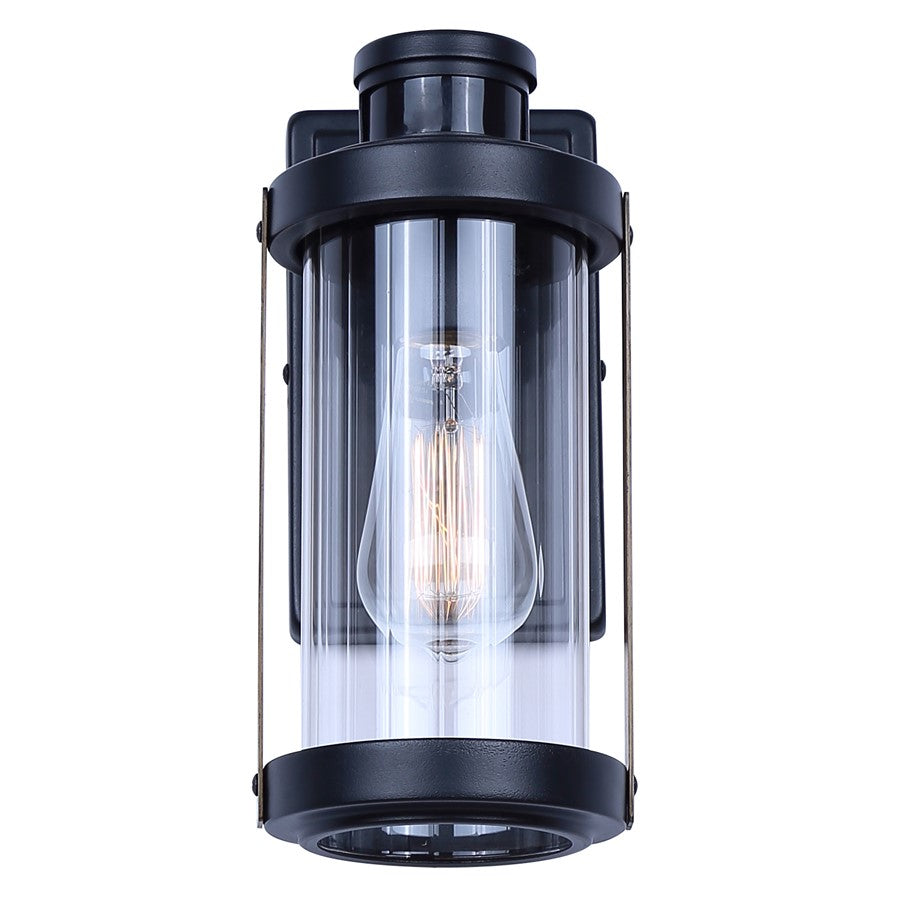 Canarm Maddox 11.25in 1-Light Outdoor Lantern | Rustic Black and Clear Glass | Entryway, Patio & Walkway | 6.5 x 5.25 x 11.25 in | Model IOL713BK