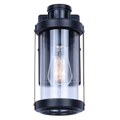 Canarm Maddox 11.25in 1-Light Outdoor Lantern | Rustic Black and Clear Glass | Entryway, Patio & Walkway | 6.5 x 5.25 x 11.25 in | Model IOL713BK