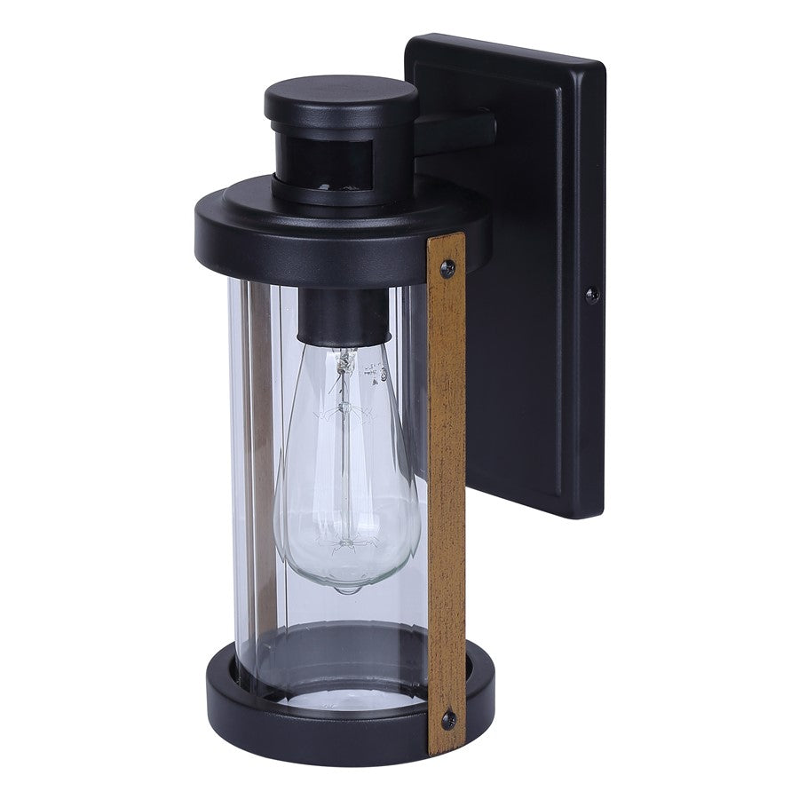 Canarm Maddox 11.25in 1-Light Outdoor Lantern | Rustic Black and Clear Glass | Entryway, Patio & Walkway | 6.5 x 5.25 x 11.25 in | Model IOL713BK