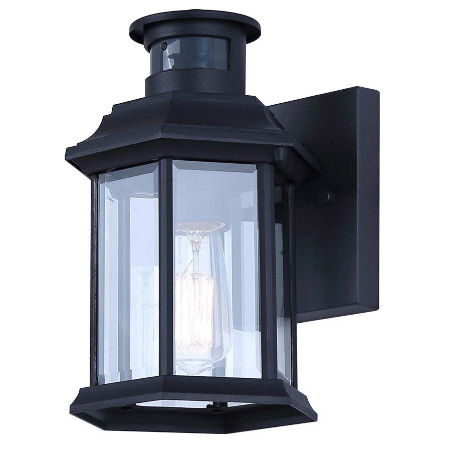 Canarm Kersley 10in 1-Light Outdoor Lantern | Classic Black and Clear Beveled Glass | Entryway, Patio & Garage | 7 x 6.25 x 10 in | Model IOL714BK