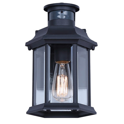 Canarm Kersley 10in 1-Light Outdoor Lantern | Classic Black and Clear Beveled Glass | Entryway, Patio & Garage | 7 x 6.25 x 10 in | Model IOL714BK