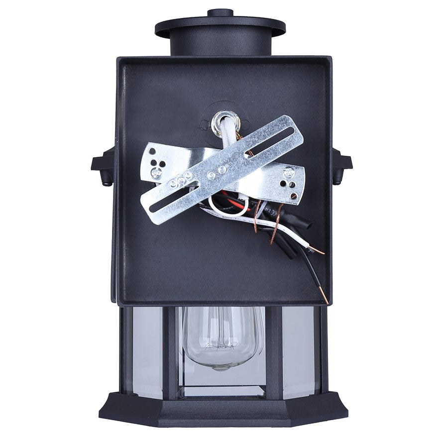 Canarm Kersley 10in 1-Light Outdoor Lantern | Classic Black and Clear Beveled Glass | Entryway, Patio & Garage | 7 x 6.25 x 10 in | Model IOL714BK