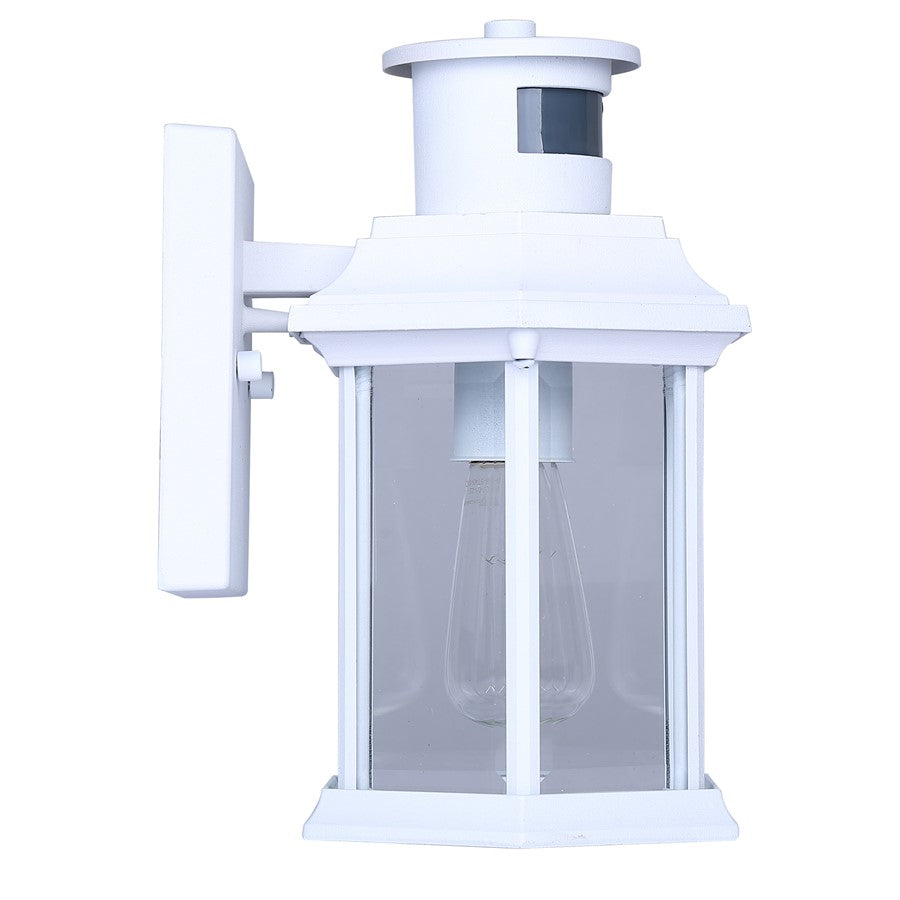 Canarm Kersley 10in 1-Light Outdoor Lantern | Classic White and Clear Beveled Glass | Entryway, Patio & Garage | 7 x 6.25 x 10 in | Model IOL714WH