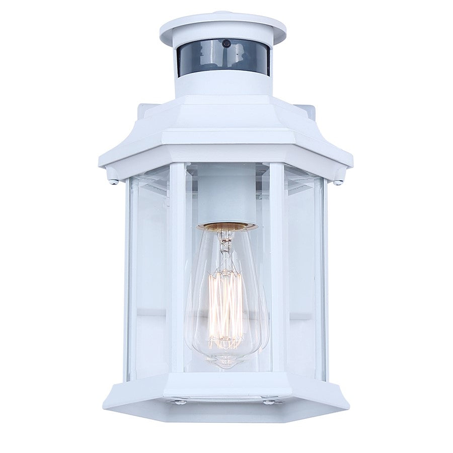 Canarm Kersley 10in 1-Light Outdoor Lantern | Classic White and Clear Beveled Glass | Entryway, Patio & Garage | 7 x 6.25 x 10 in | Model IOL714WH
