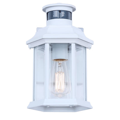 Canarm Kersley 10in 1-Light Outdoor Lantern | Classic White and Clear Beveled Glass | Entryway, Patio & Garage | 7 x 6.25 x 10 in | Model IOL714WH