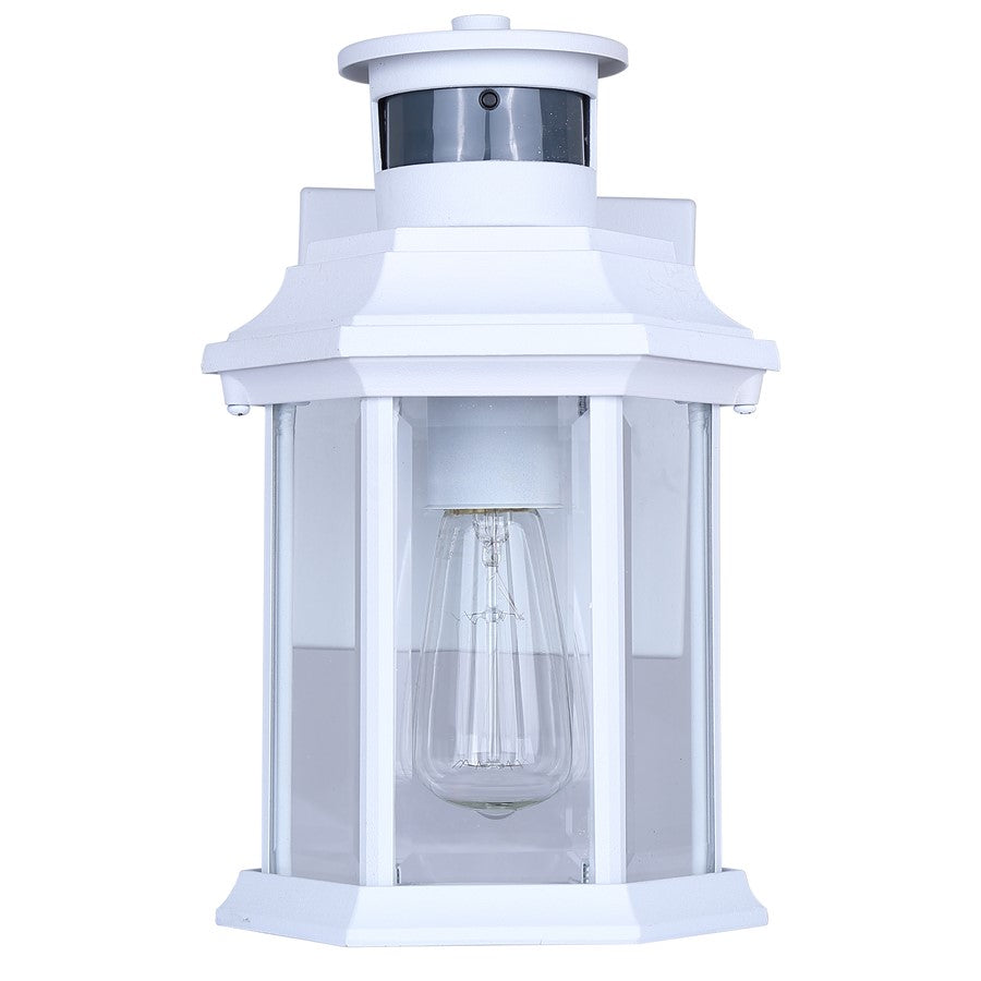 Canarm Kersley 10in 1-Light Outdoor Lantern | Classic White and Clear Beveled Glass | Entryway, Patio & Garage | 7 x 6.25 x 10 in | Model IOL714WH