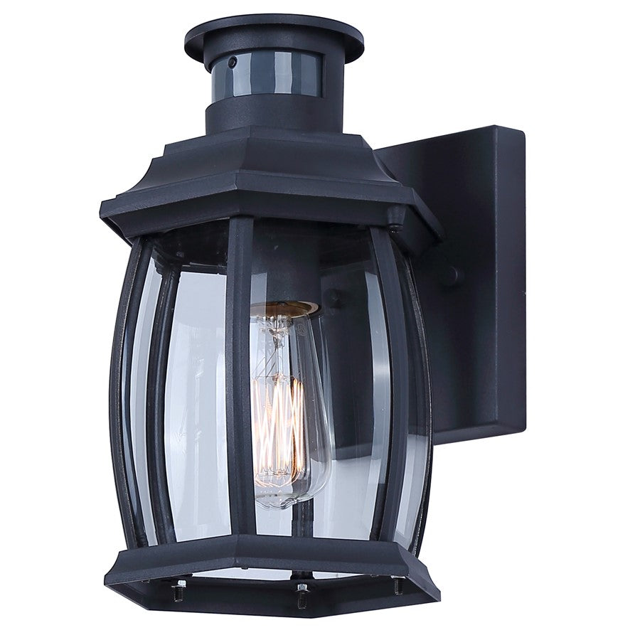 Canarm Buckly 10in 1-Light Outdoor Lantern | Traditional Black Metal and Clear Beveled Glass | Entryway & Patio | 7 x 6.25 x 10.25 in | Model IOL715BK
