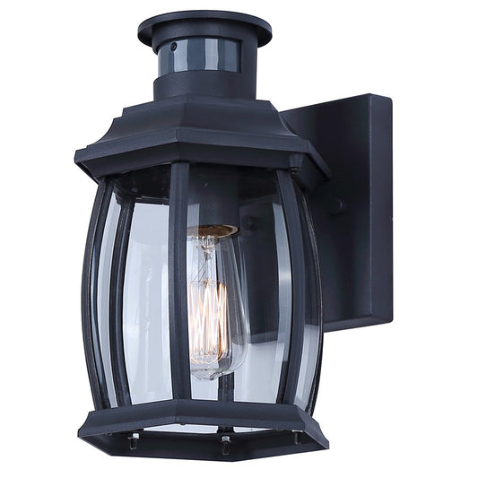 Canarm Buckly 10in 1-Light Outdoor Lantern | Traditional Black Metal and Clear Beveled Glass | Entryway & Patio | 7 x 6.25 x 10.25 in | Model IOL715BK