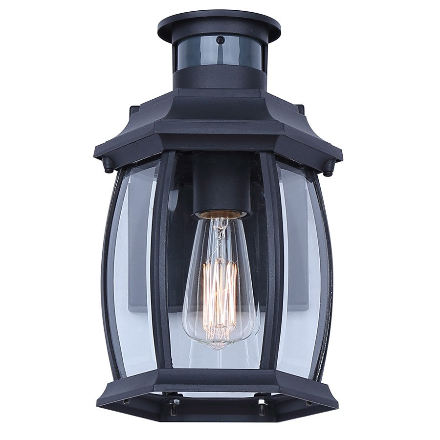 Canarm Buckly 10in 1-Light Outdoor Lantern | Traditional Black Metal and Clear Beveled Glass | Entryway & Patio | 7 x 6.25 x 10.25 in | Model IOL715BK