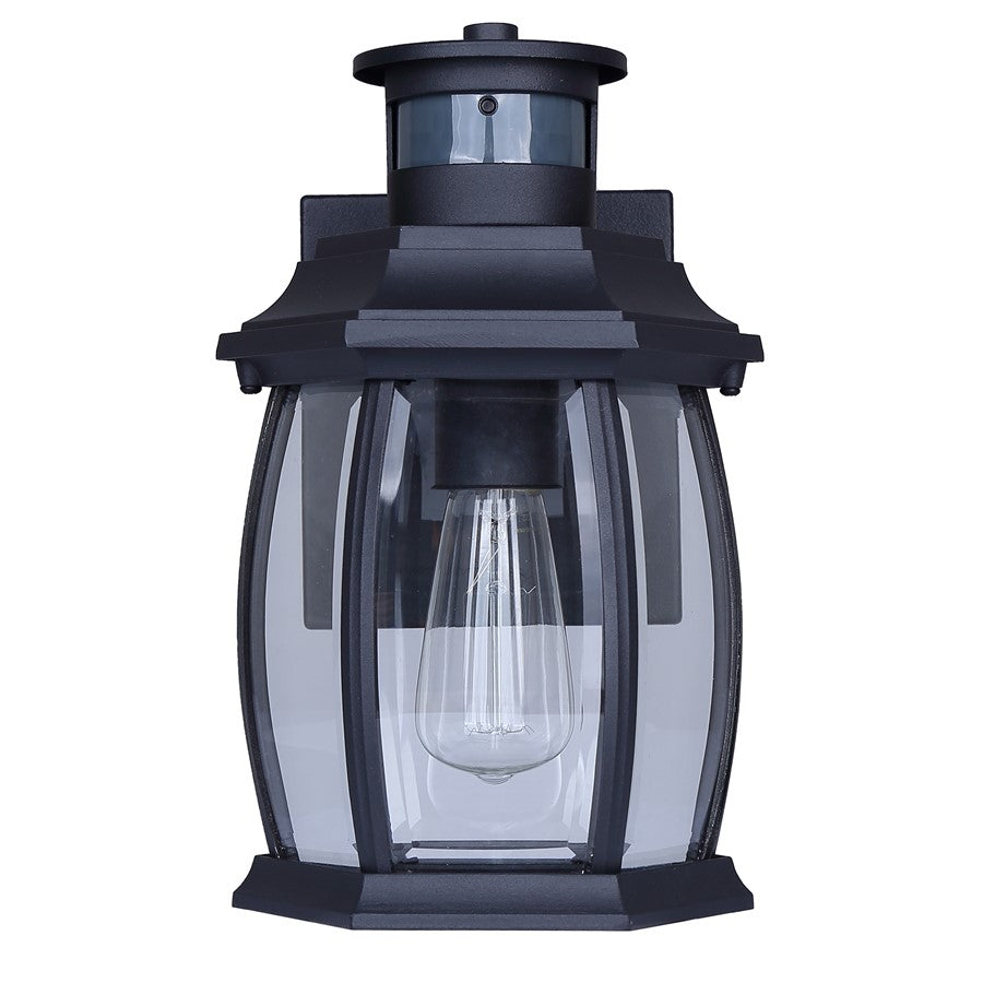 Canarm Buckly 10in 1-Light Outdoor Lantern | Traditional Black Metal and Clear Beveled Glass | Entryway & Patio | 7 x 6.25 x 10.25 in | Model IOL715BK
