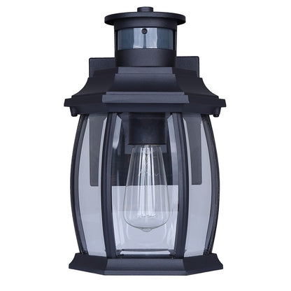 Canarm Buckly 10in 1-Light Outdoor Lantern | Traditional Black Metal and Clear Beveled Glass | Entryway & Patio | 7 x 6.25 x 10.25 in | Model IOL715BK