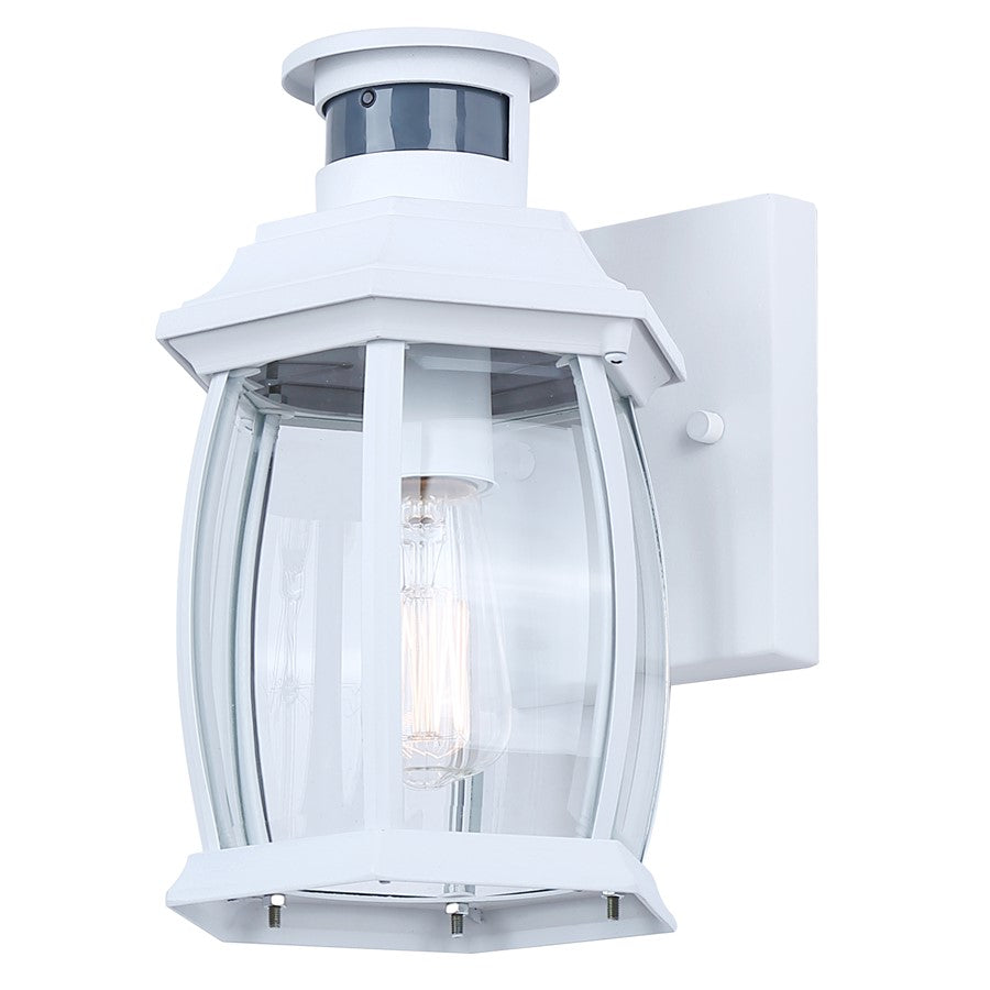 Canarm Buckly 10in 1-Light Outdoor Lantern | Traditional White Metal and Clear Beveled Glass | Entryway & Patio | 7 x 6.25 x 10.25 in | Model IOL715WH