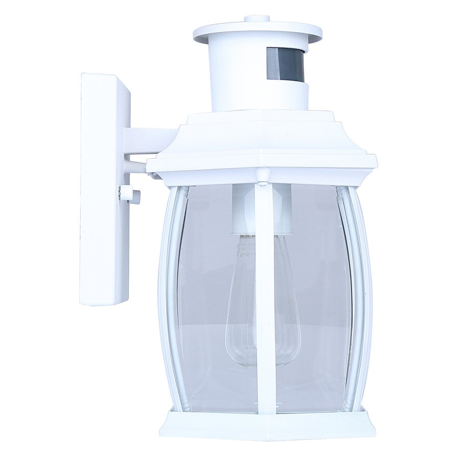 Canarm Buckly 10in 1-Light Outdoor Lantern | Traditional White Metal and Clear Beveled Glass | Entryway & Patio | 7 x 6.25 x 10.25 in | Model IOL715WH