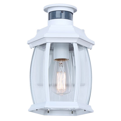 Canarm Buckly 10in 1-Light Outdoor Lantern | Traditional White Metal and Clear Beveled Glass | Entryway & Patio | 7 x 6.25 x 10.25 in | Model IOL715WH