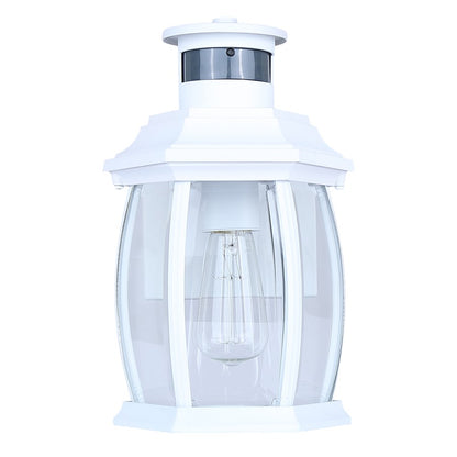 Canarm Buckly 10in 1-Light Outdoor Lantern | Traditional White Metal and Clear Beveled Glass | Entryway & Patio | 7 x 6.25 x 10.25 in | Model IOL715WH