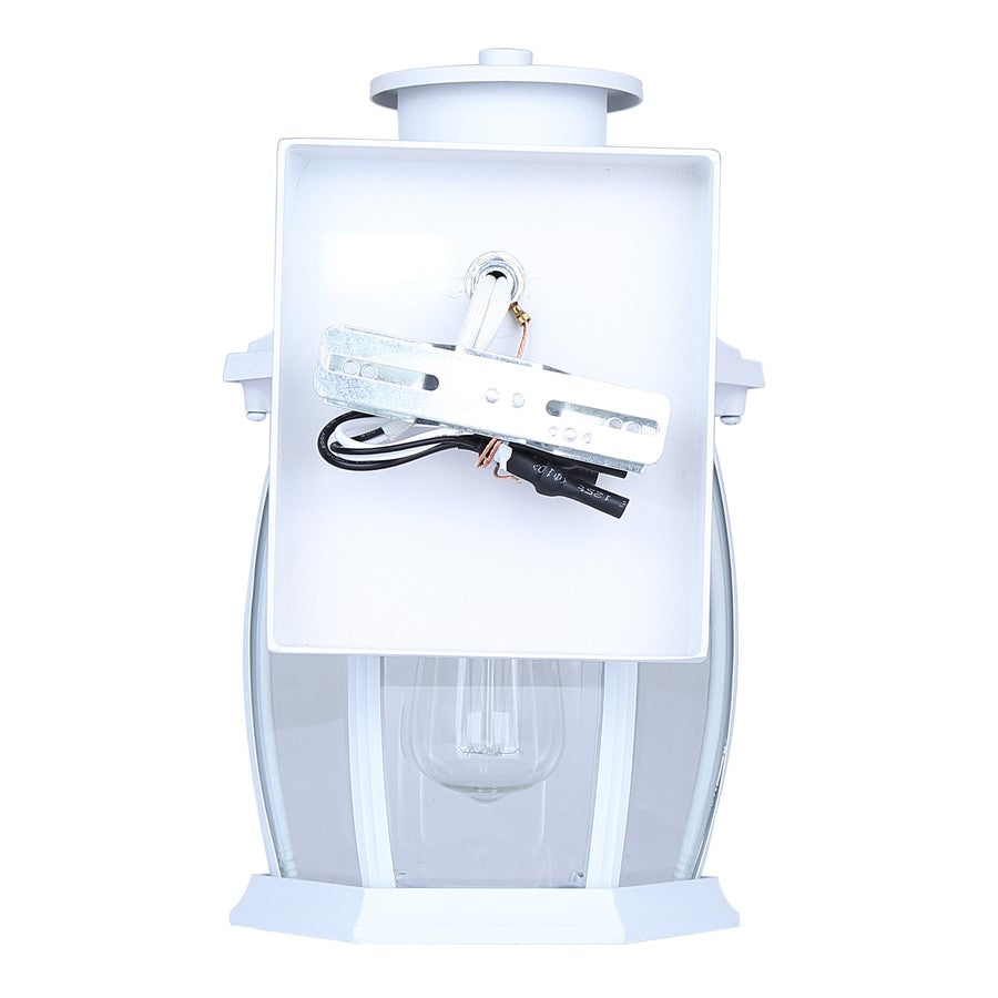 Canarm Buckly 10in 1-Light Outdoor Lantern | Traditional White Metal and Clear Beveled Glass | Entryway & Patio | 7 x 6.25 x 10.25 in | Model IOL715WH