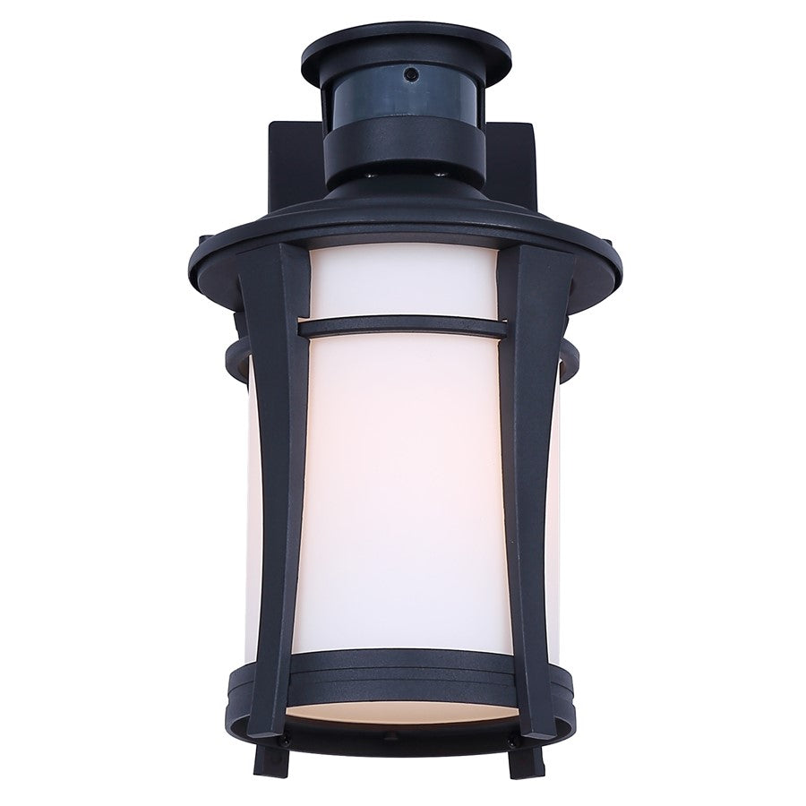 Canarm Casper 11in 1-Light Outdoor Lantern | Modern Black Metal and Flat Opal Glass | Entryway & Patio | 8 x 6.75 x 11.25 in | Model IOL716BK