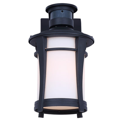 Canarm Casper 11in 1-Light Outdoor Lantern | Modern Black Metal and Flat Opal Glass | Entryway & Patio | 8 x 6.75 x 11.25 in | Model IOL716BK